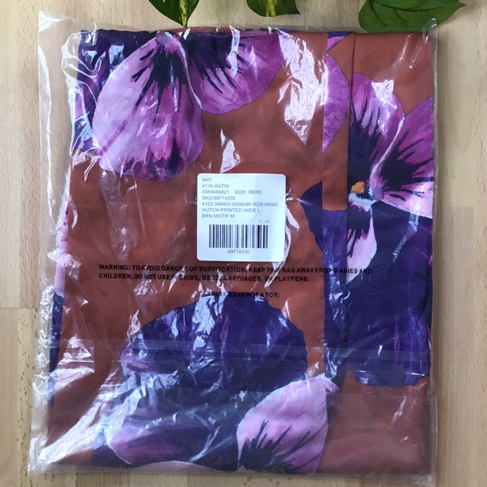 Anthropologie Wide-Leg Pants in Rust with Purple & Pink Floral Print - Picture 7 of 12